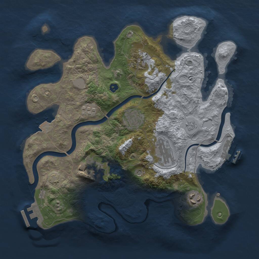 Rust Map: Procedural Map, Size: 3000, Seed: 395193818, 12 Monuments