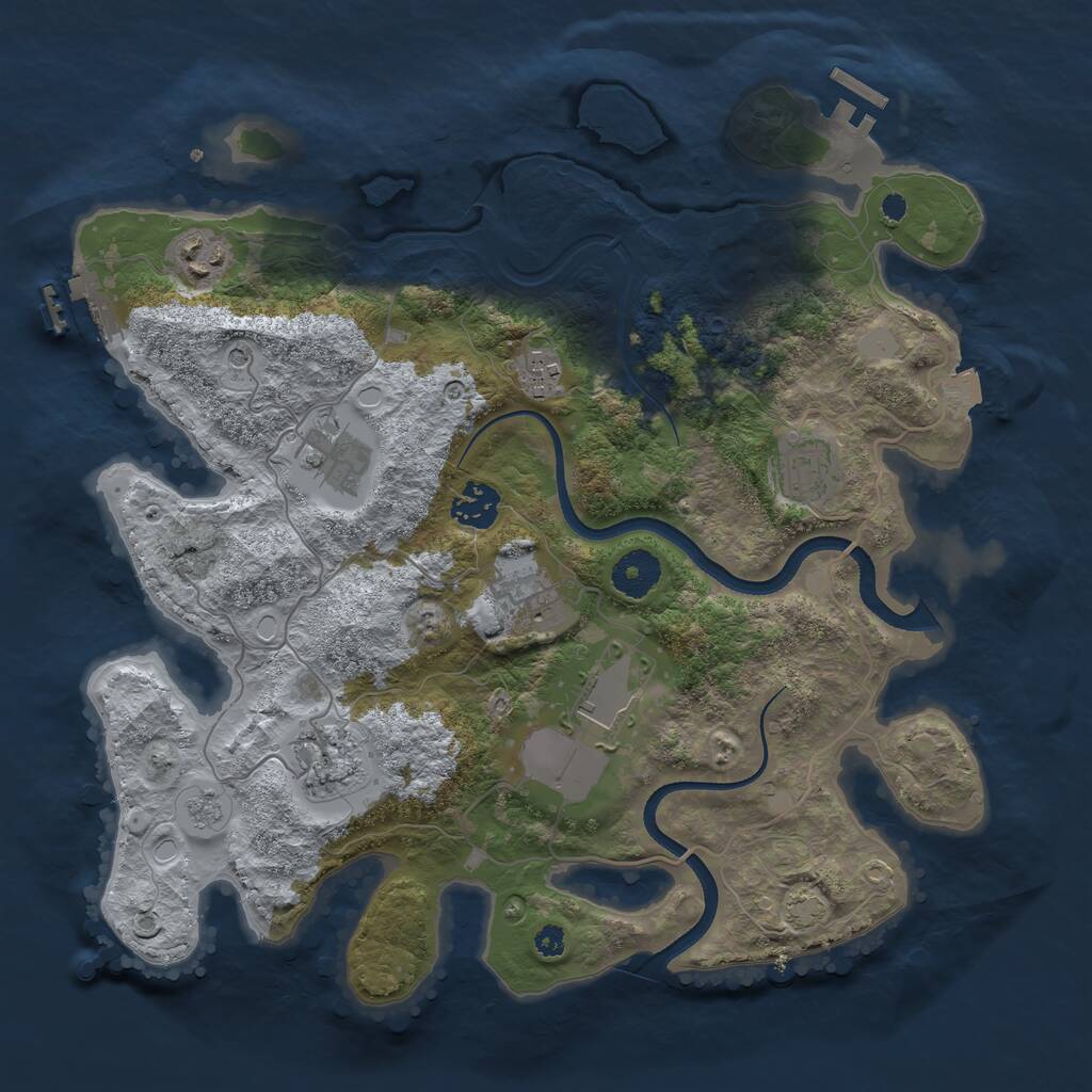 Rust Map: Procedural Map, Size: 3500, Seed: 1790049683, 14 Monuments
