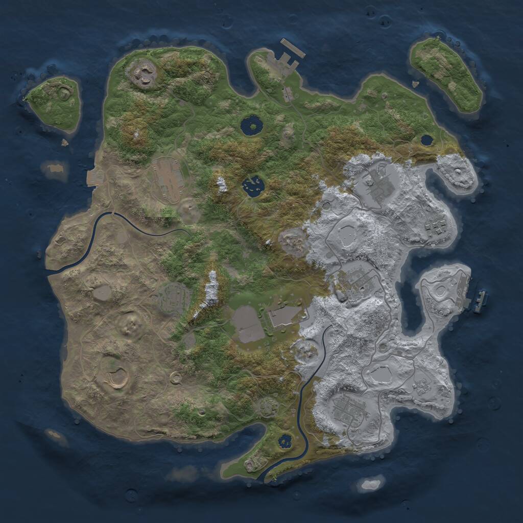 Rust Map: Procedural Map, Size: 3750, Seed: 1997158832, 16 Monuments