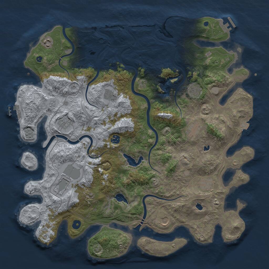 Rust Map: Procedural Map, Size: 4500, Seed: 696160261, 17 Monuments
