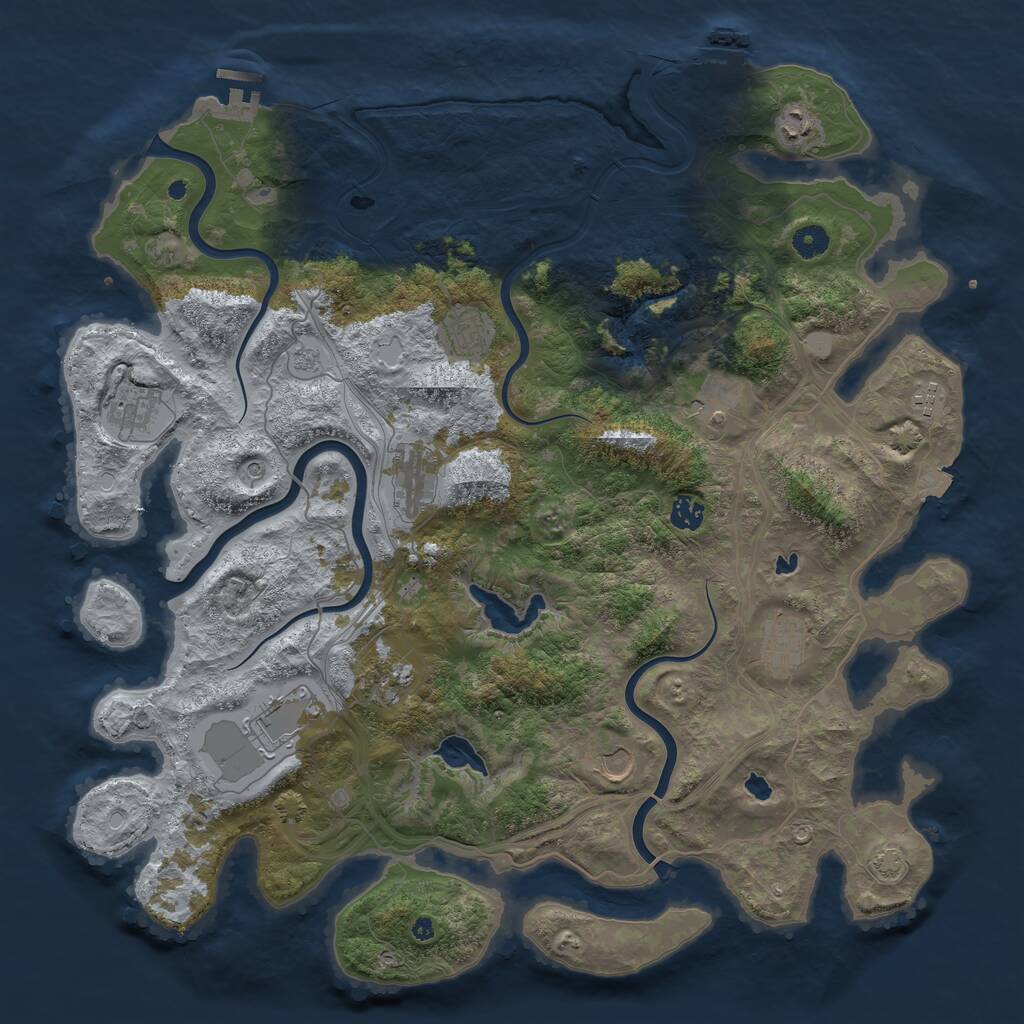 Rust Map: Procedural Map, Size: 4500, Seed: 696160261, 17 Monuments