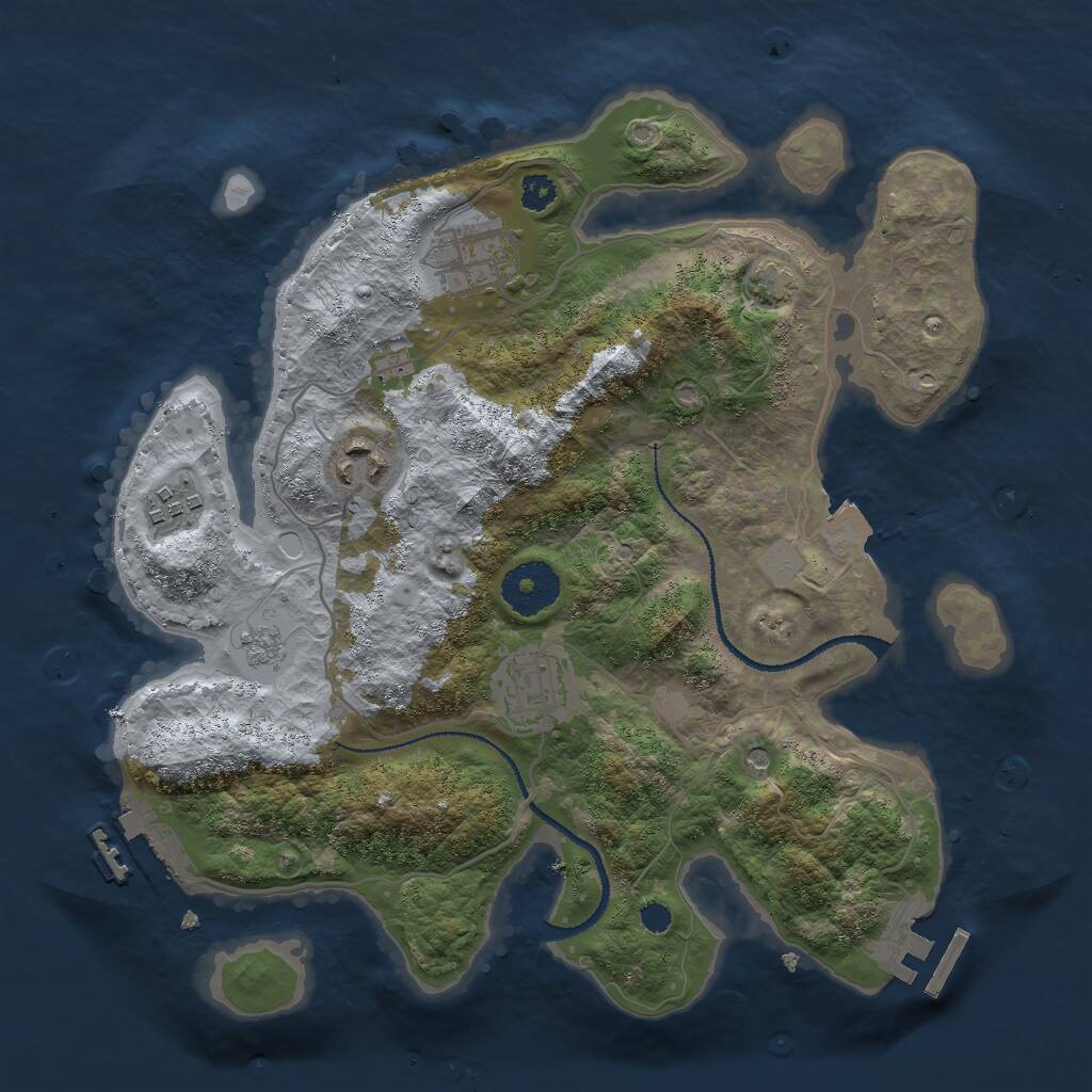 Rust Map: Procedural Map, Size: 3000, Seed: 14523, 10 Monuments