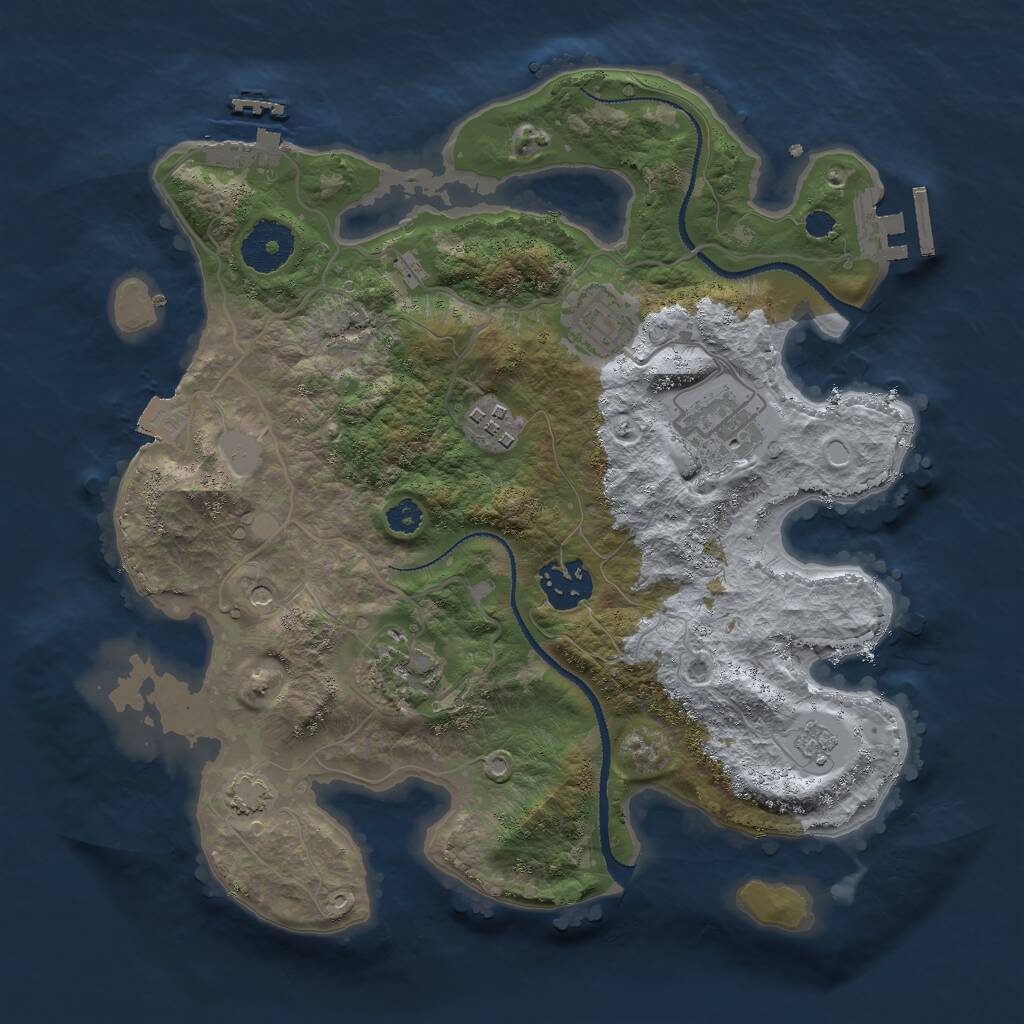 Rust Map: Procedural Map, Size: 3000, Seed: 2125371077, 11 Monuments