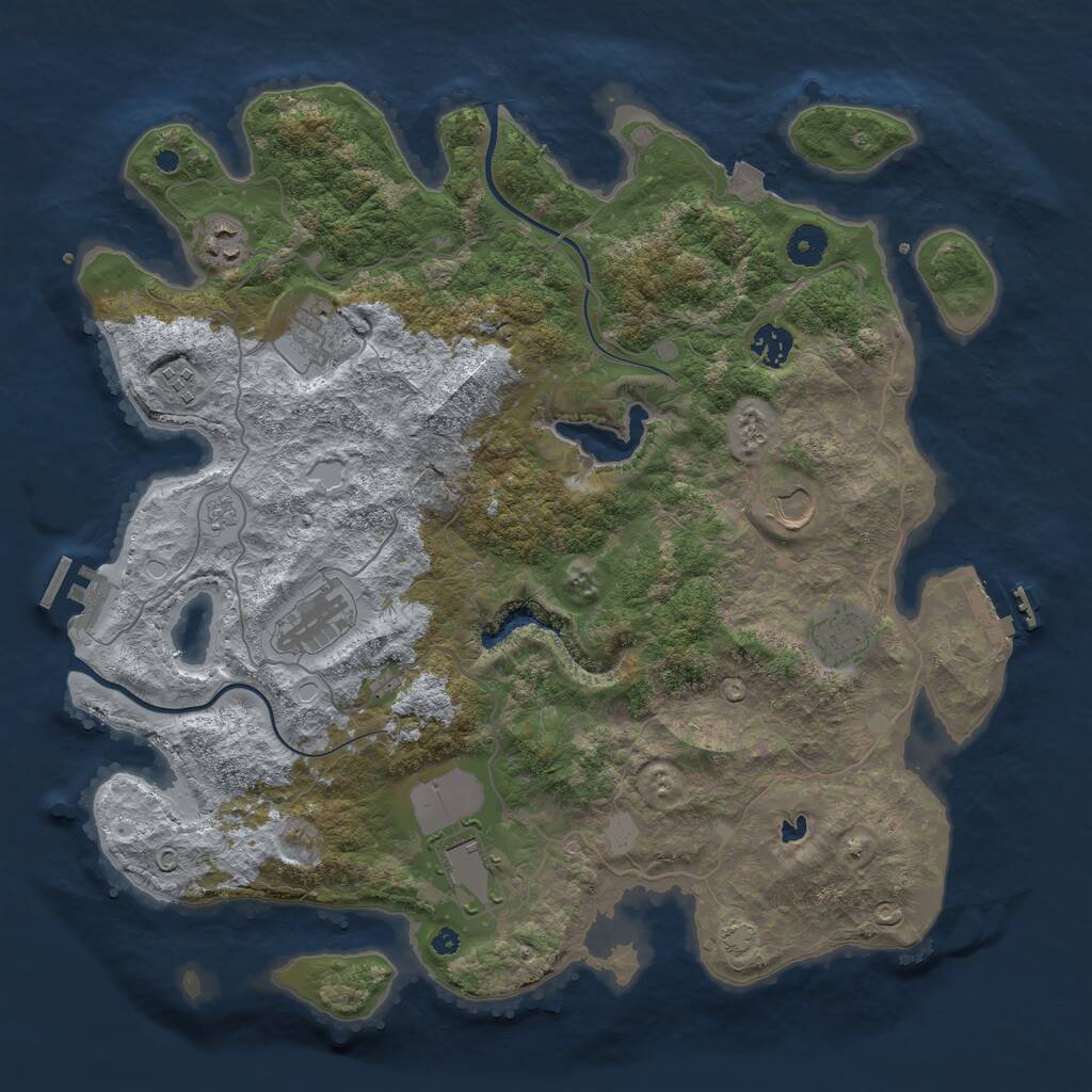 Rust Map: Procedural Map, Size: 4000, Seed: 2008829964, 13 Monuments
