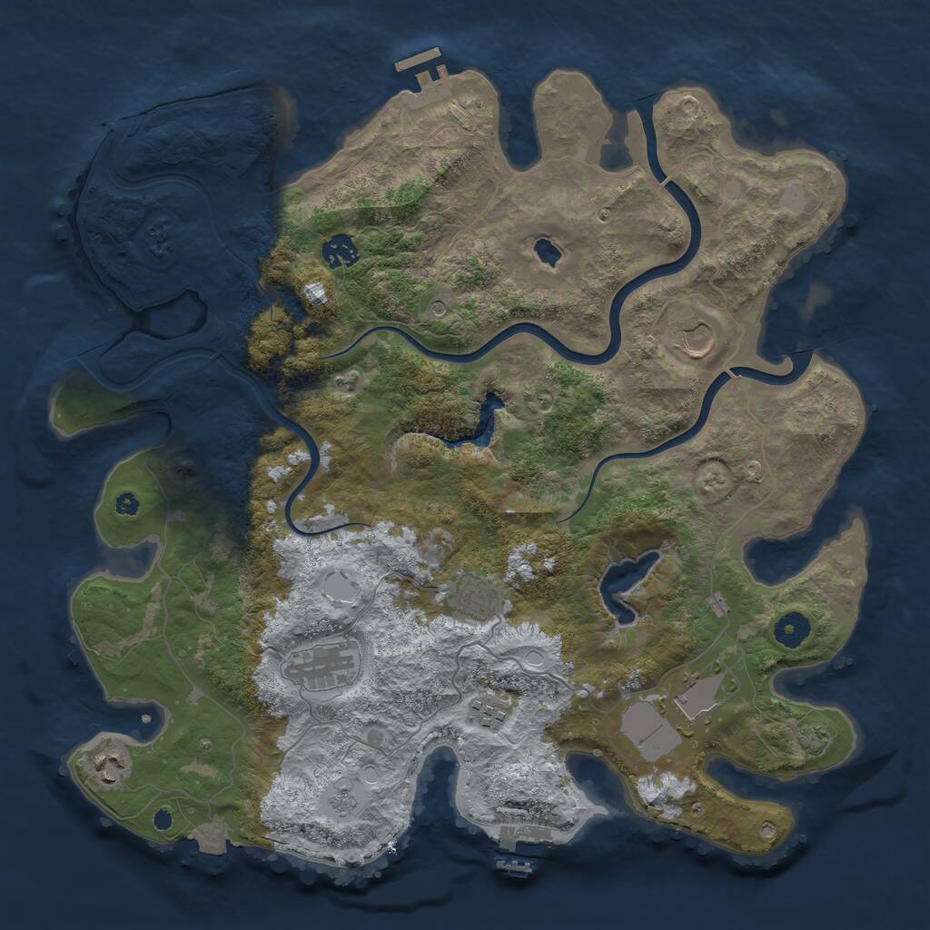 Rust Map: Procedural Map, Size: 4000, Seed: 1963008577, 13 Monuments