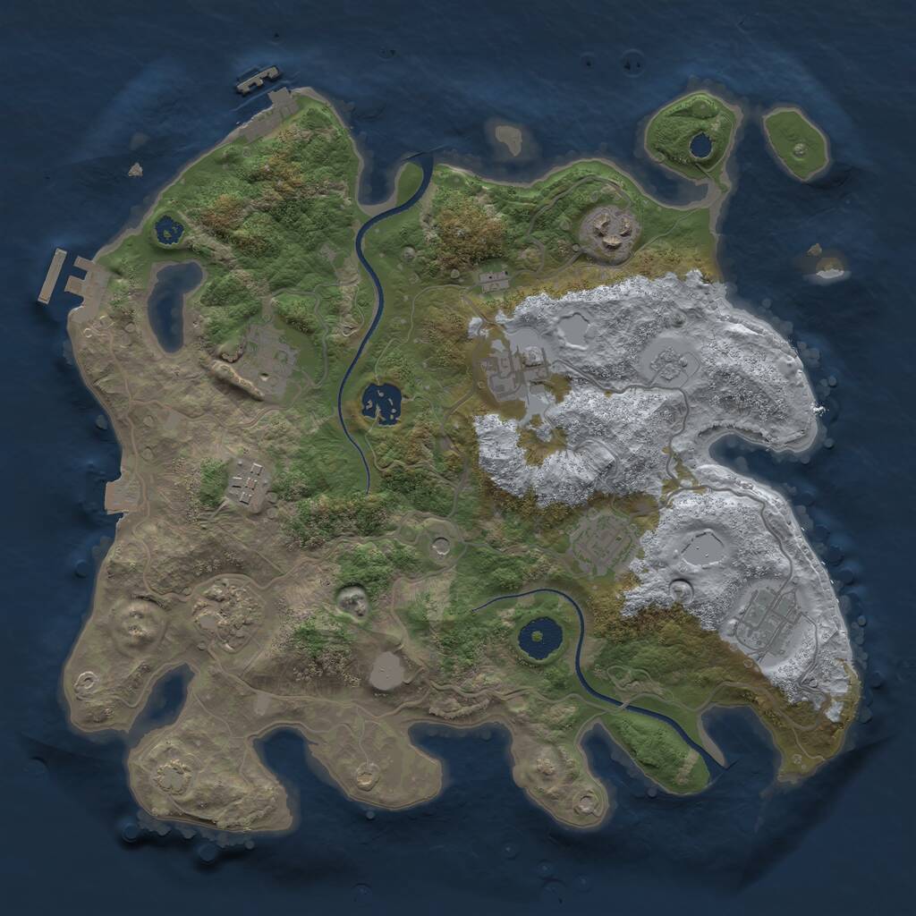 Rust Map: Procedural Map, Size: 3300, Seed: 674807630, 14 Monuments