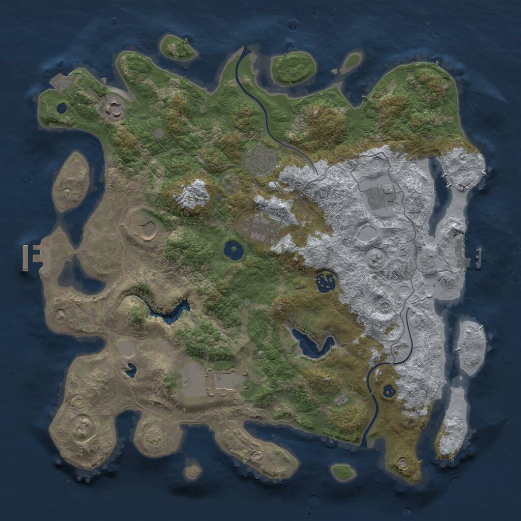 Rust Map: Procedural Map, Size: 4000, Seed: 92366487, 13 Monuments