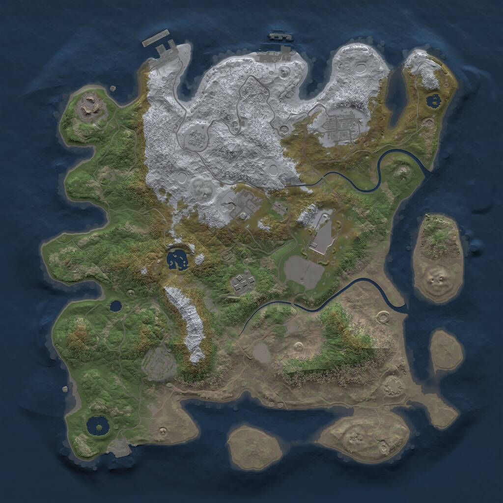 Rust Map: Procedural Map, Size: 3500, Seed: 150047192, 13 Monuments