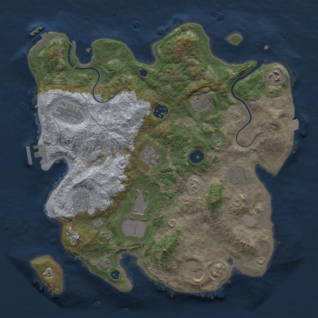 Rust Map: Procedural Map, Size: 3500, Seed: 2088688047, 14 Monuments