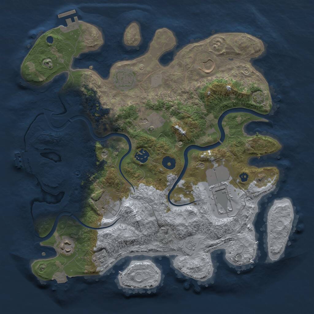 Rust Map: Procedural Map, Size: 3500, Seed: 1488361734, 14 Monuments