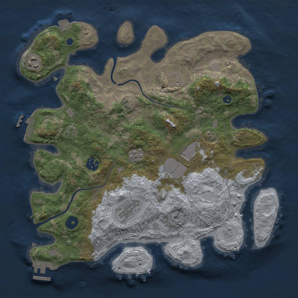 Rust Map: Procedural Map, Size: 3500, Seed: 1488361734, 12 Monuments