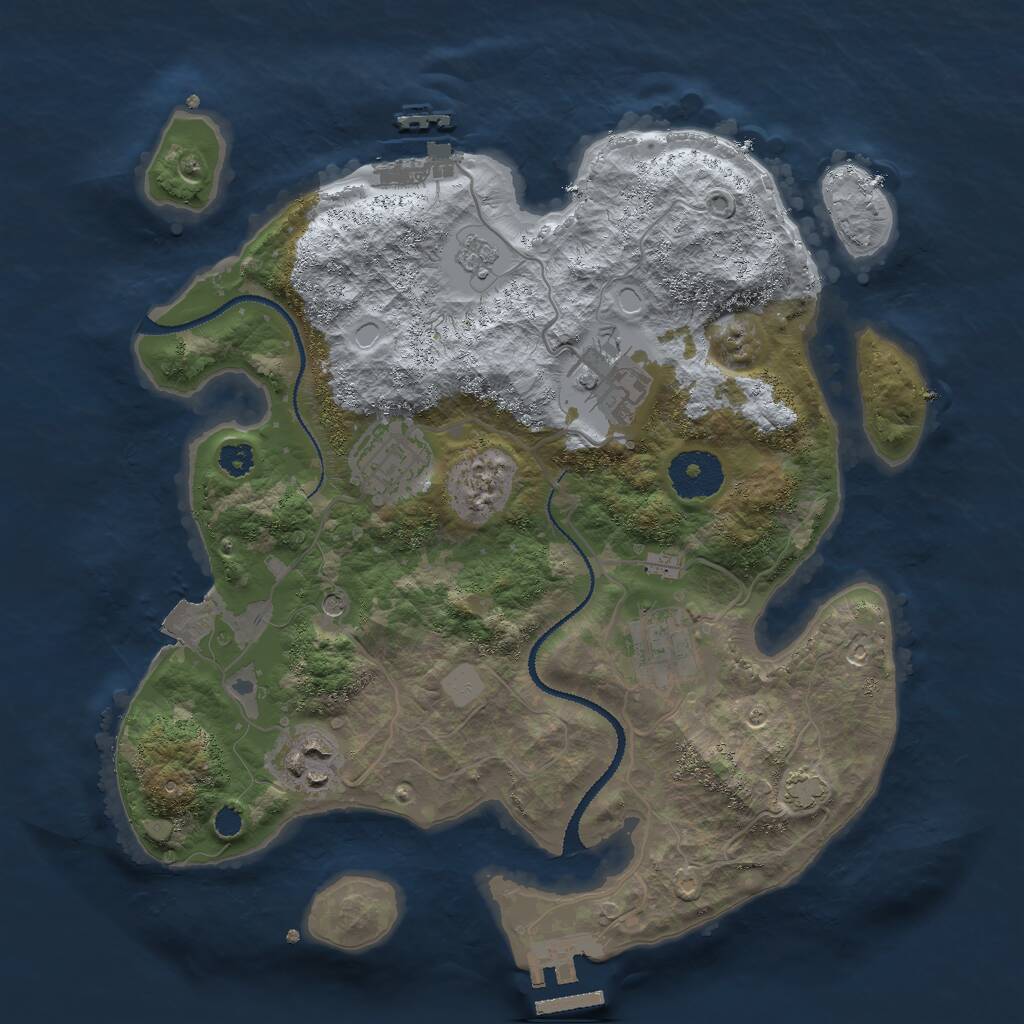 Rust Map: Procedural Map, Size: 3000, Seed: 176541, 10 Monuments
