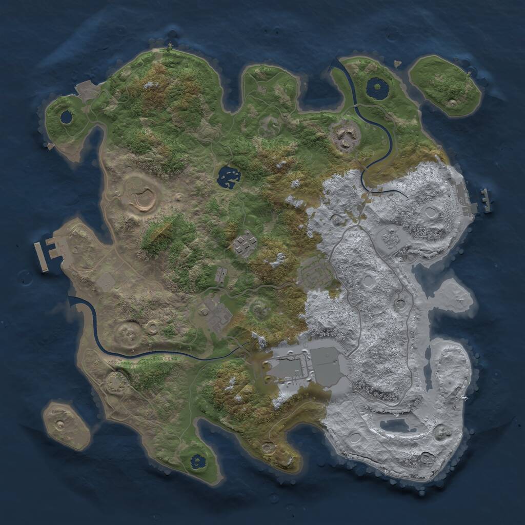 Rust Map: Procedural Map, Size: 3500, Seed: 122193990, 13 Monuments