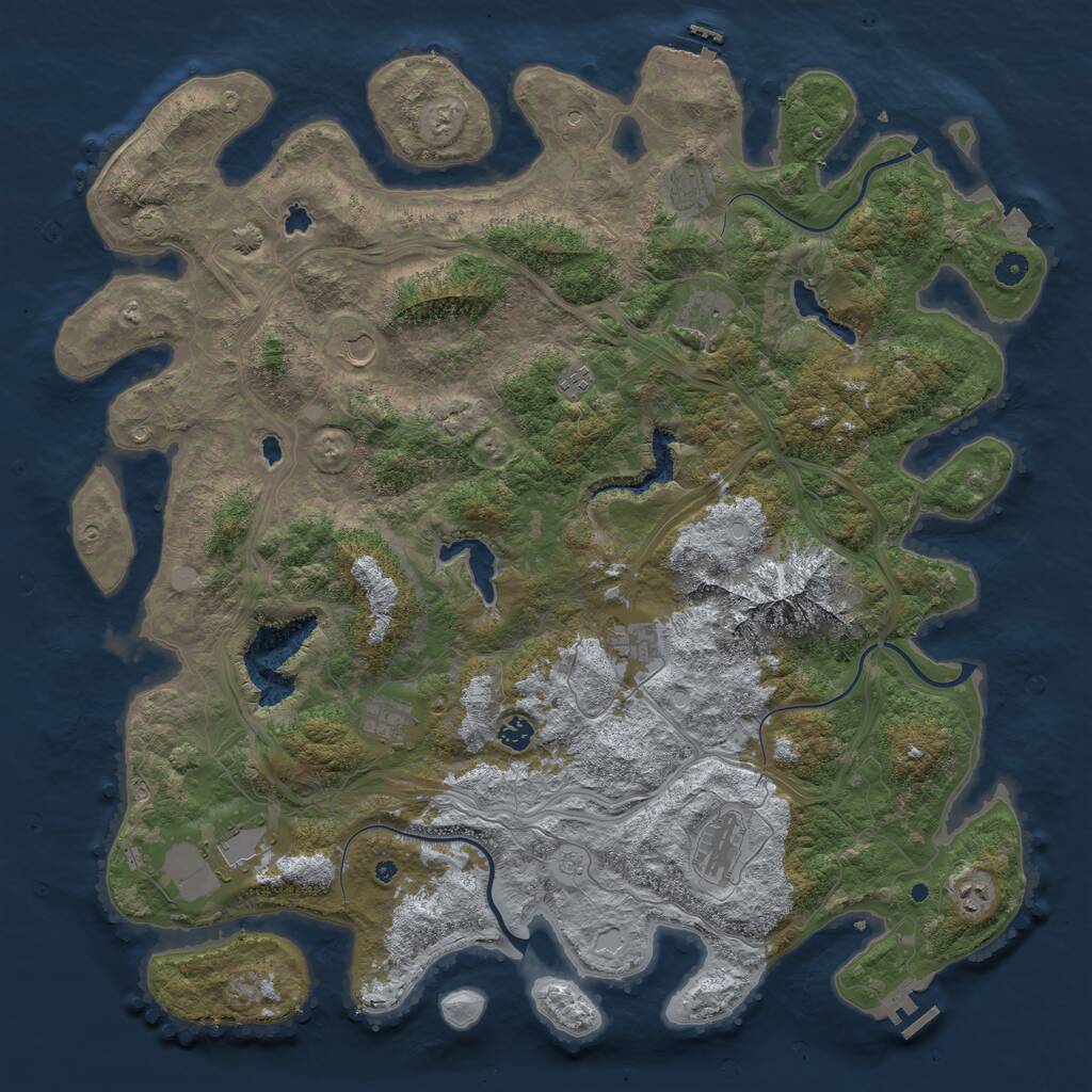 Rust Map: Procedural Map, Size: 5000, Seed: 573891, 16 Monuments