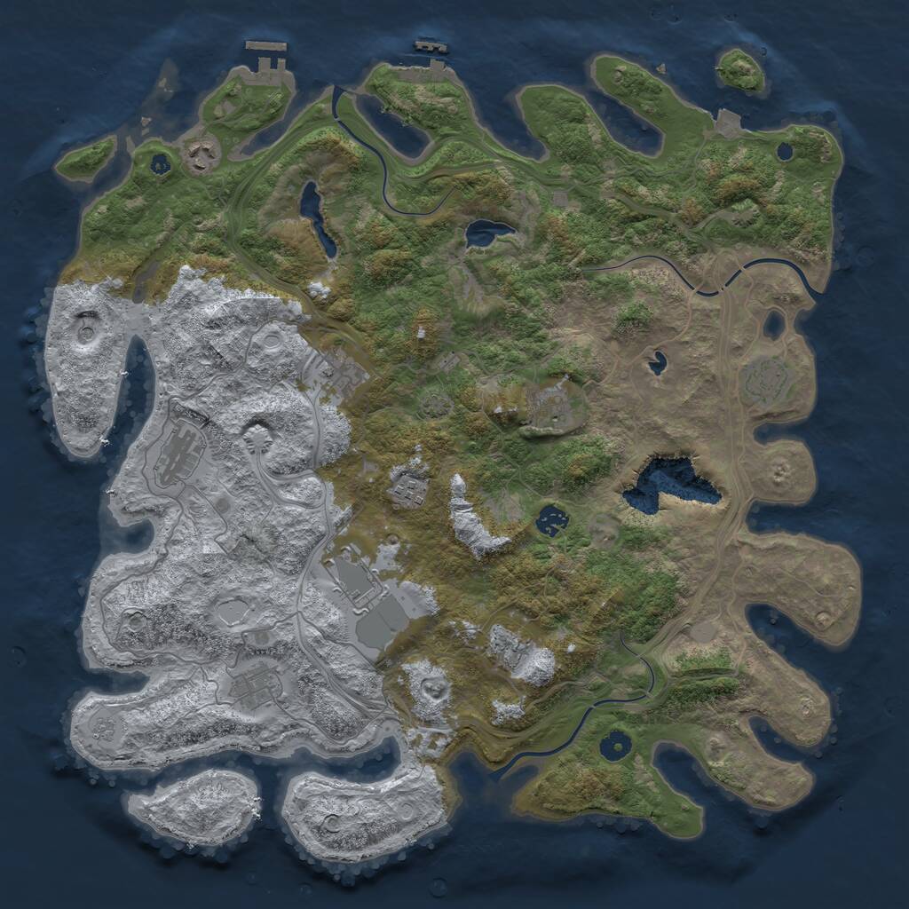 Rust Map: Procedural Map, Size: 4500, Seed: 1396483566, 16 Monuments