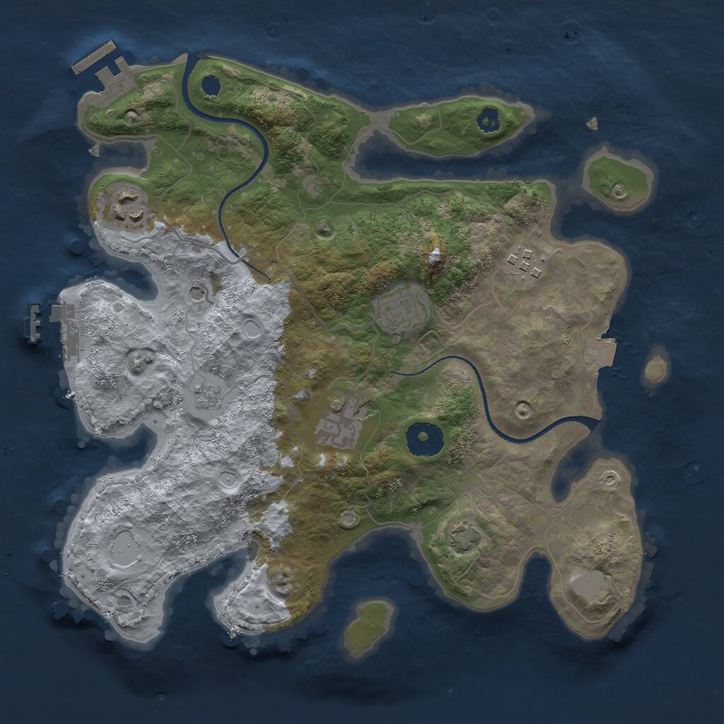 Rust Map: Procedural Map, Size: 3000, Seed: 594675384, 10 Monuments