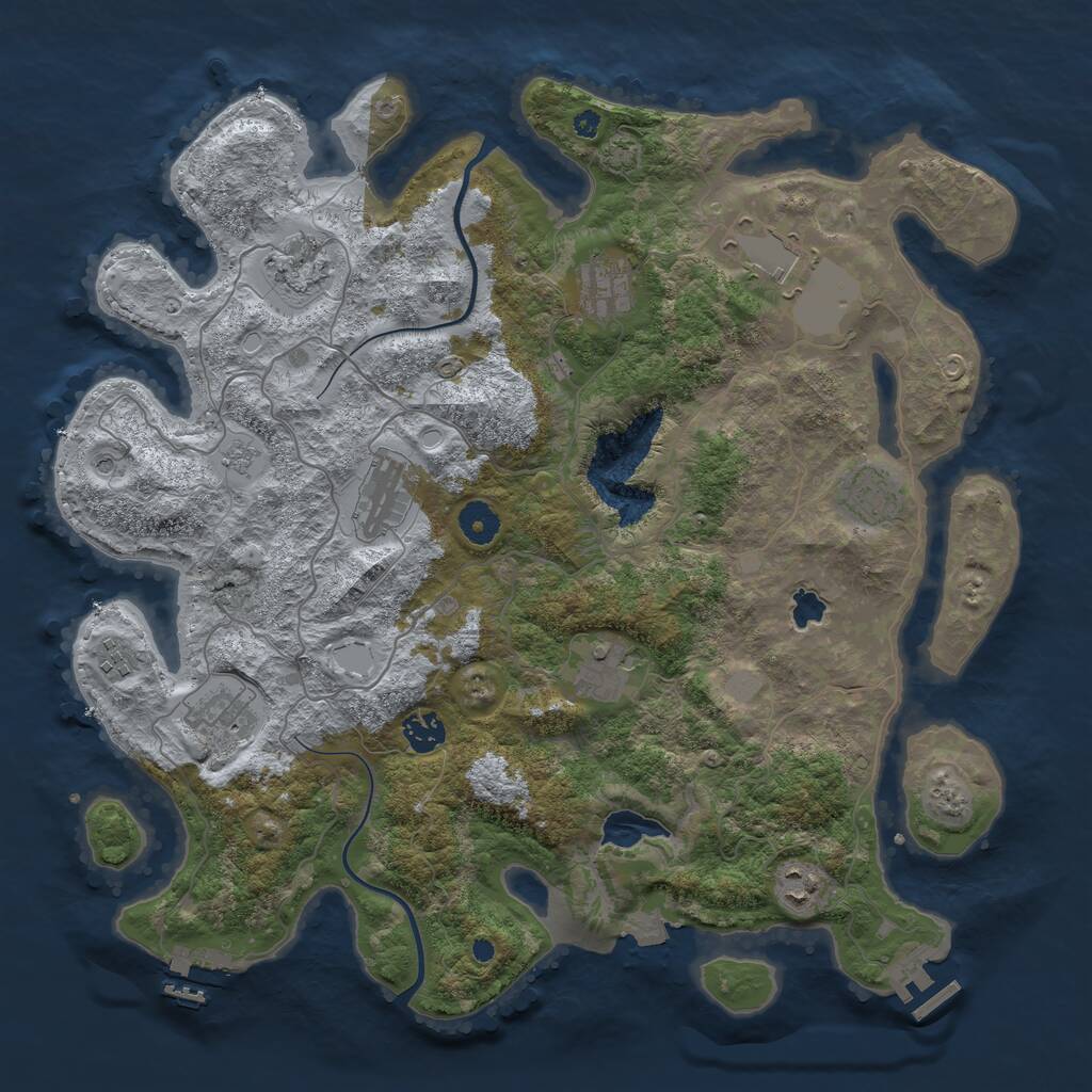 Rust Map: Procedural Map, Size: 4000, Seed: 637166891, 16 Monuments