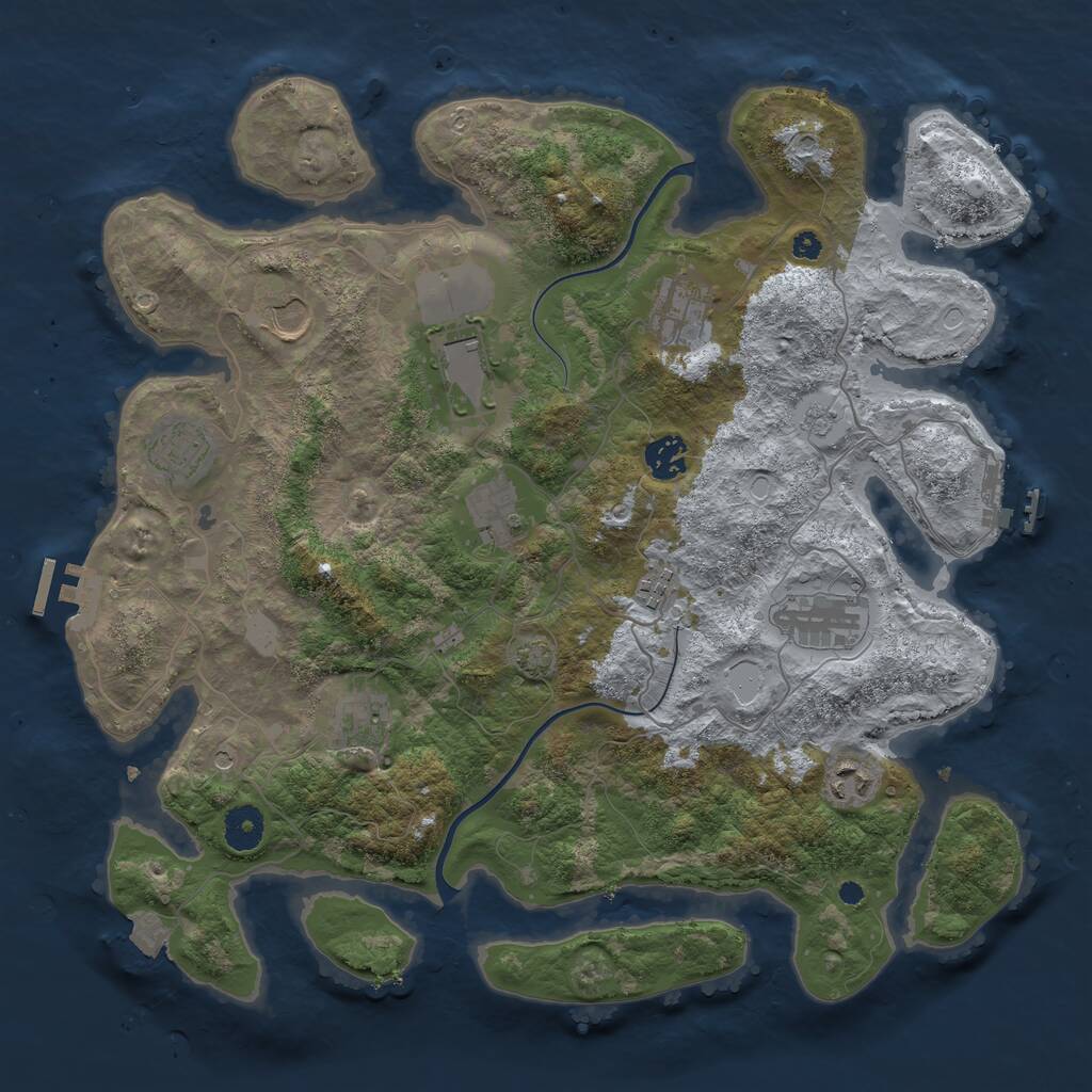 Rust Map: Procedural Map, Size: 3800, Seed: 328, 16 Monuments