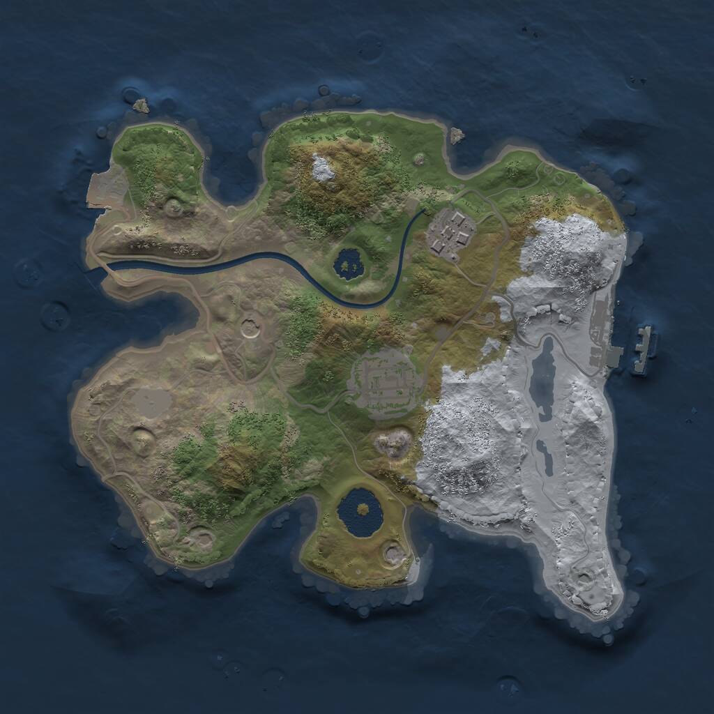Rust Map: Procedural Map, Size: 2350, Seed: 1695630431, 5 Monuments