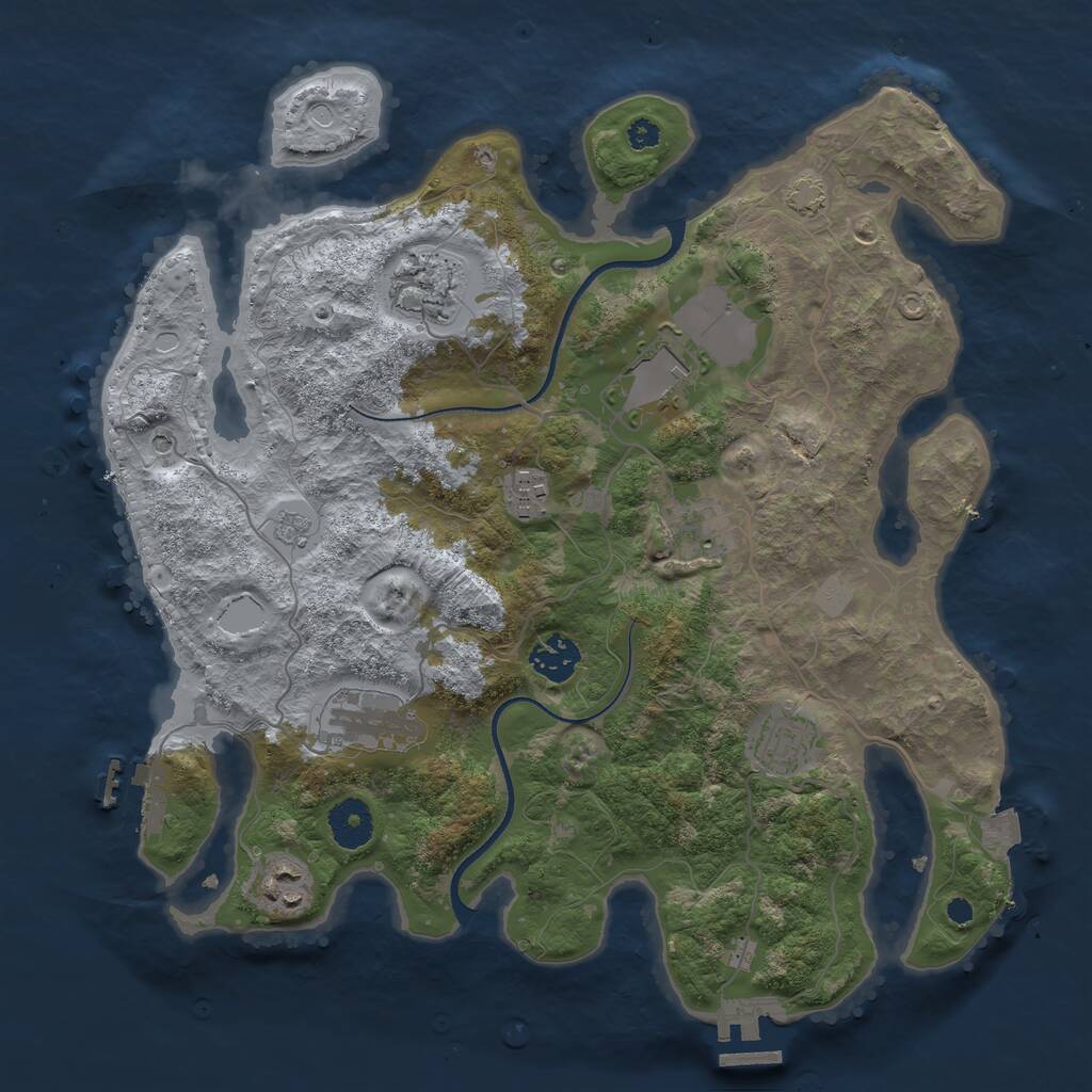 Rust Map: Procedural Map, Size: 3500, Seed: 545543033, 14 Monuments