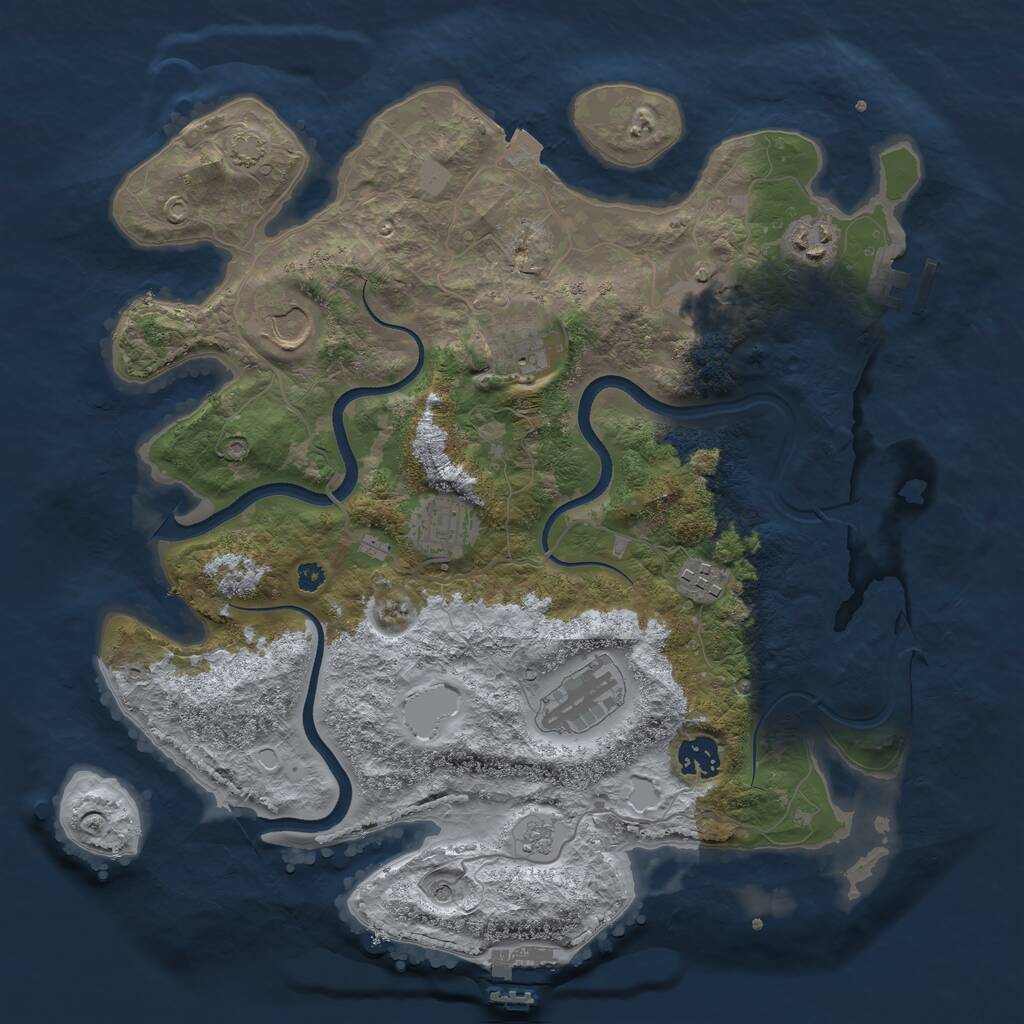 Rust Map: Procedural Map, Size: 3600, Seed: 6072024, 14 Monuments