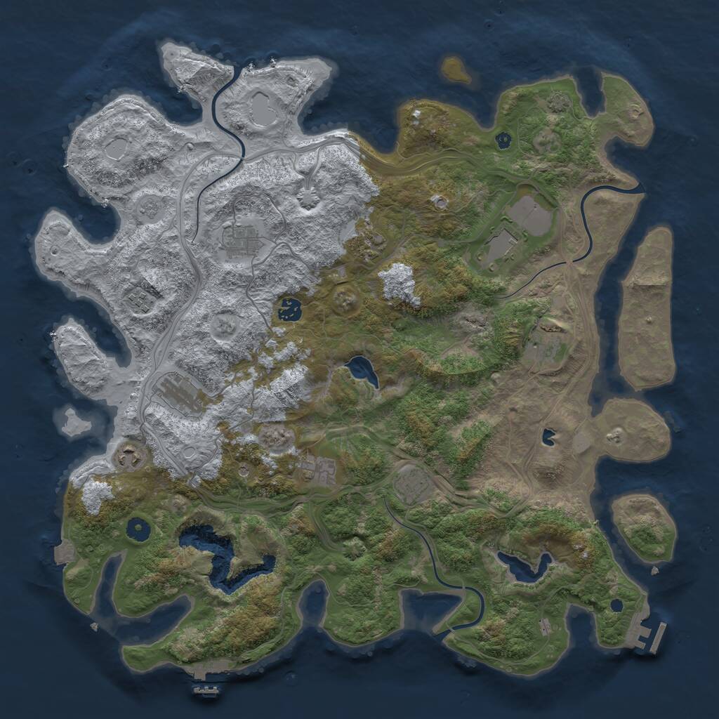 Rust Map: Procedural Map, Size: 4500, Seed: 1279889344, 16 Monuments