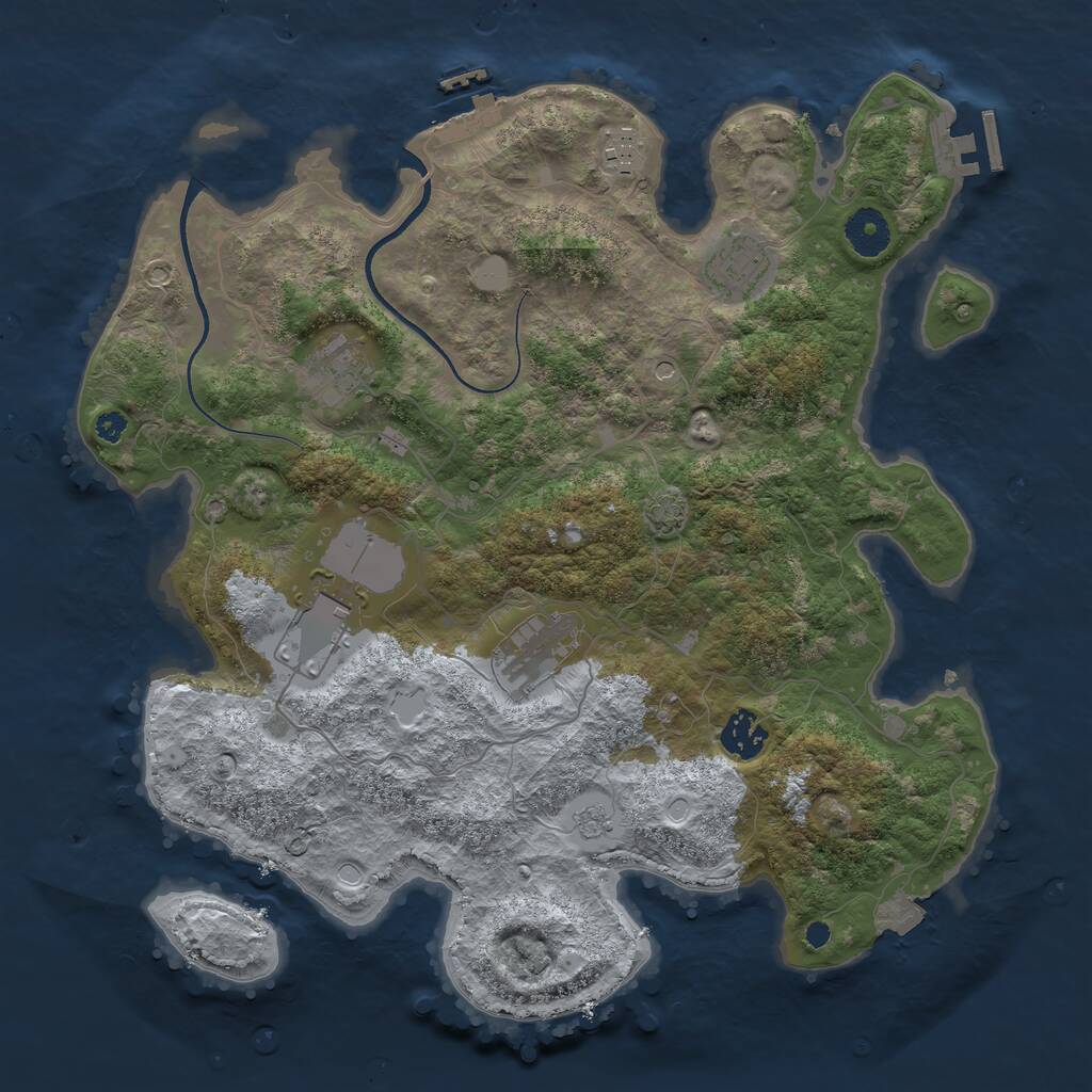 Rust Map: Procedural Map, Size: 3600, Seed: 1113743127, 12 Monuments