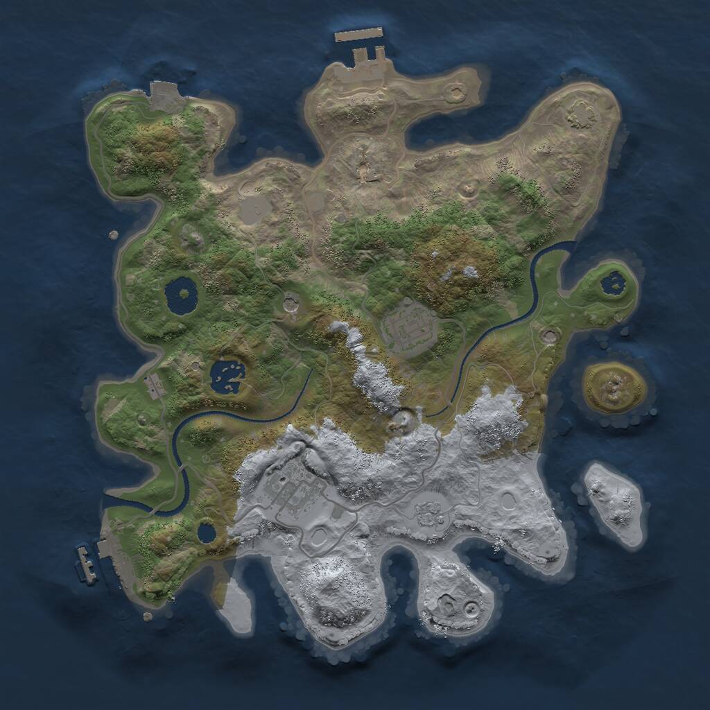 Rust Map: Procedural Map, Size: 3000, Seed: 23858, 9 Monuments