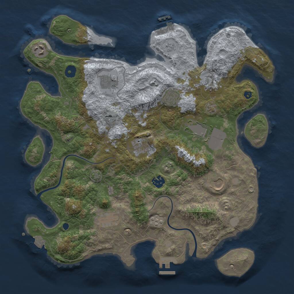 Rust Map: Procedural Map, Size: 3700, Seed: 1362727568, 15 Monuments