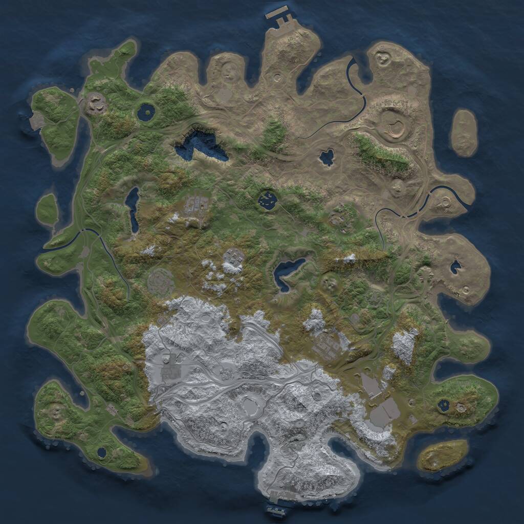 Rust Map: Procedural Map, Size: 4500, Seed: 2393456, 16 Monuments