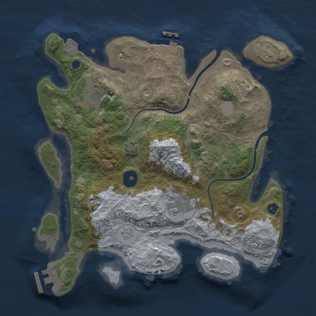 Rust Map: Procedural Map, Size: 3000, Seed: 1353804591, 8 Monuments