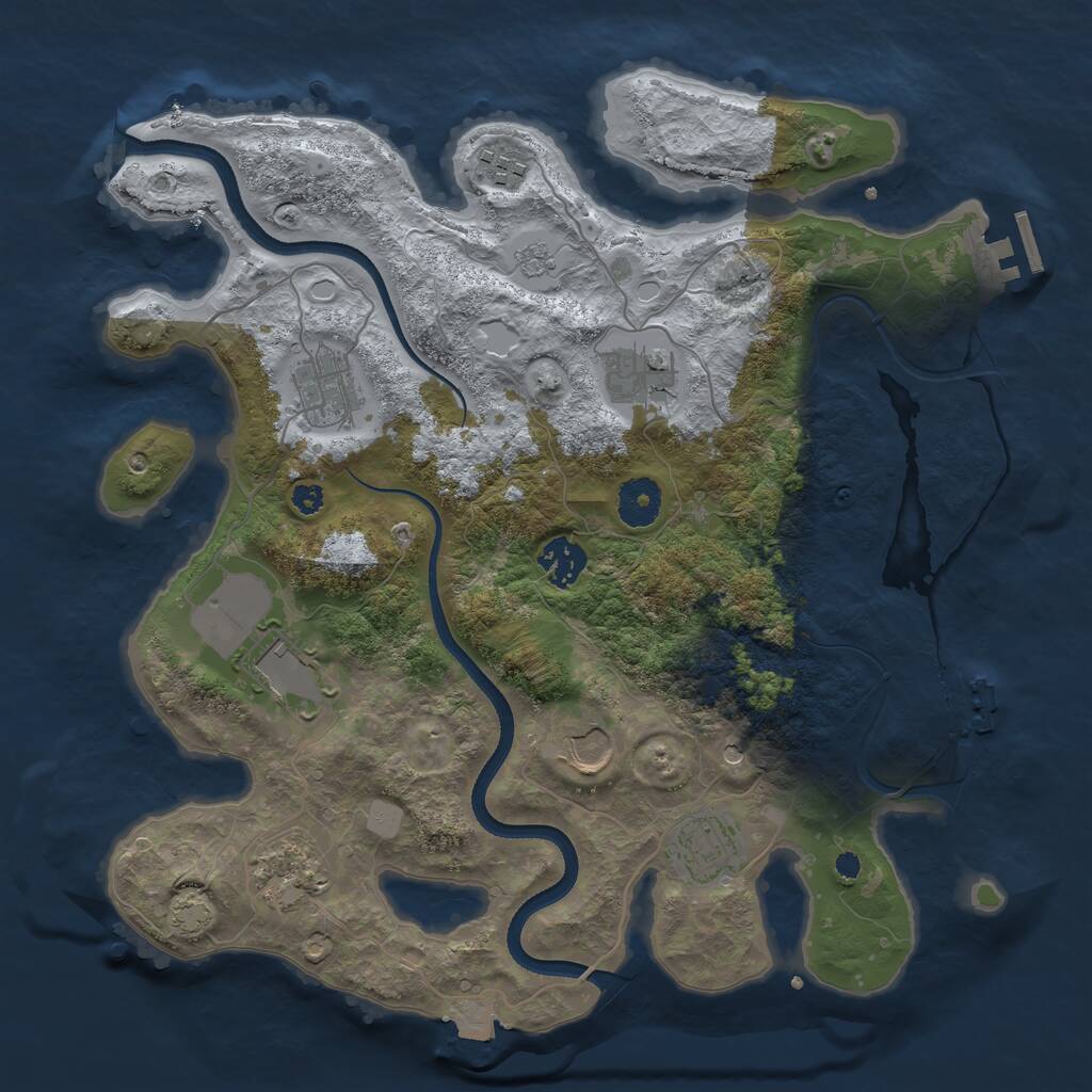 Rust Map: Procedural Map, Size: 3500, Seed: 1591417495, 14 Monuments