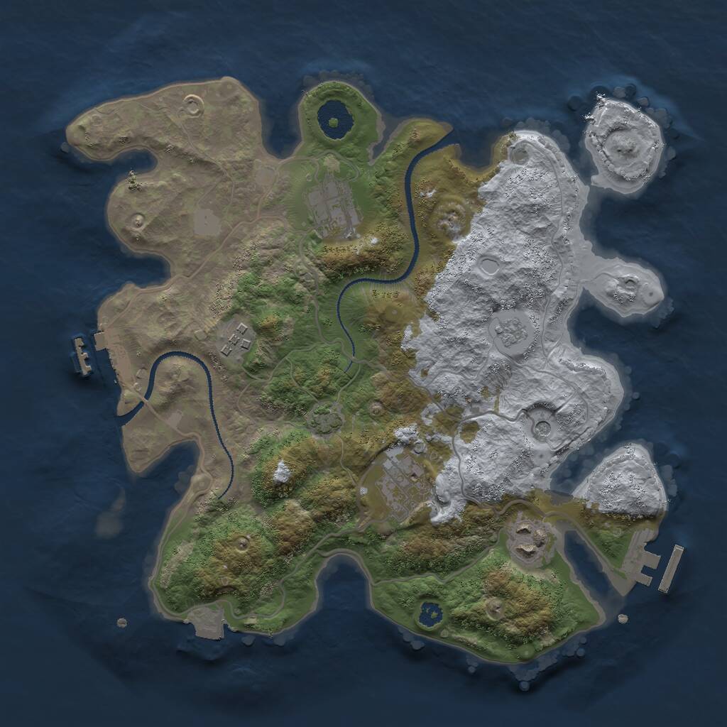 Rust Map: Procedural Map, Size: 3000, Seed: 1816267856, 10 Monuments