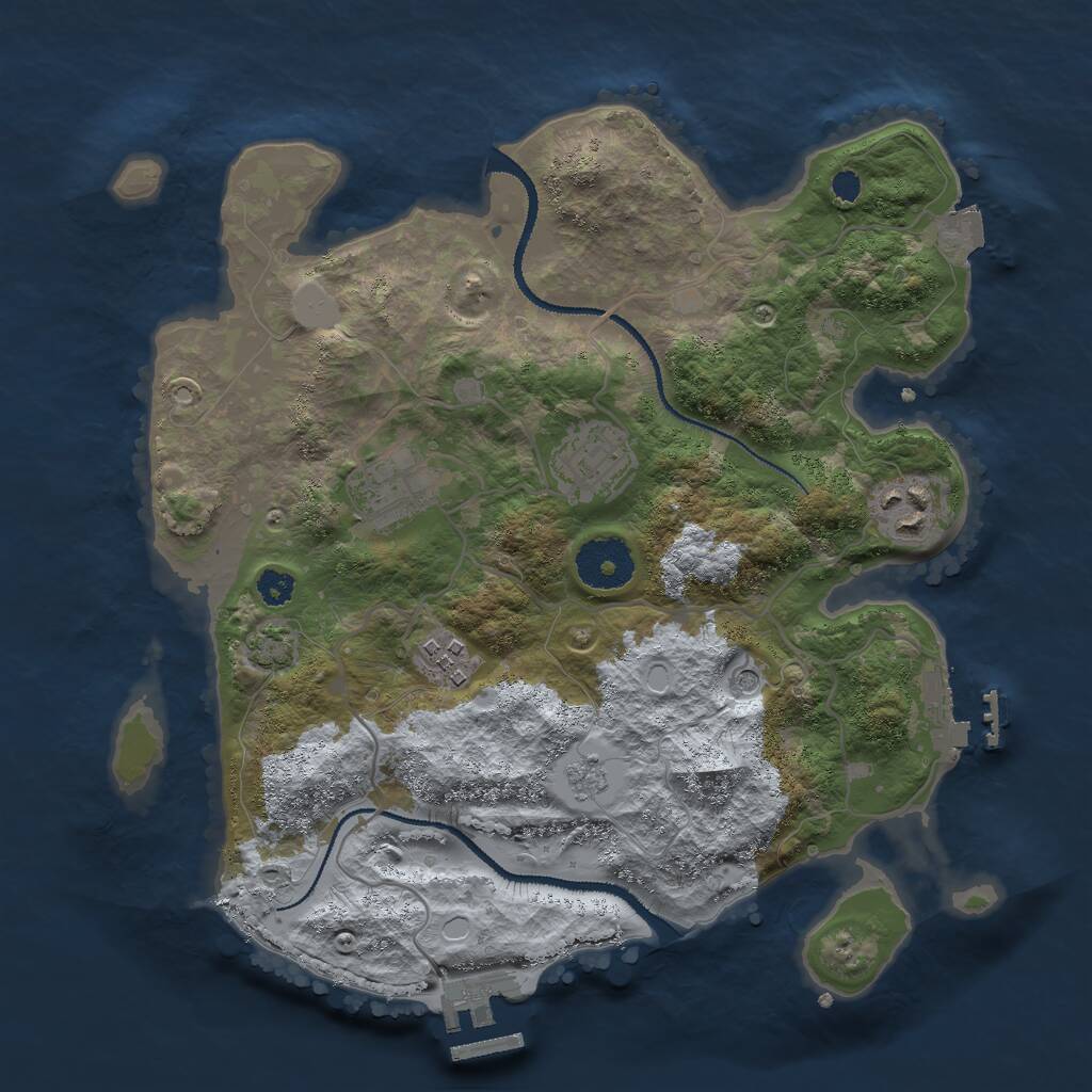 Rust Map: Procedural Map, Size: 3000, Seed: 1677654984, 10 Monuments