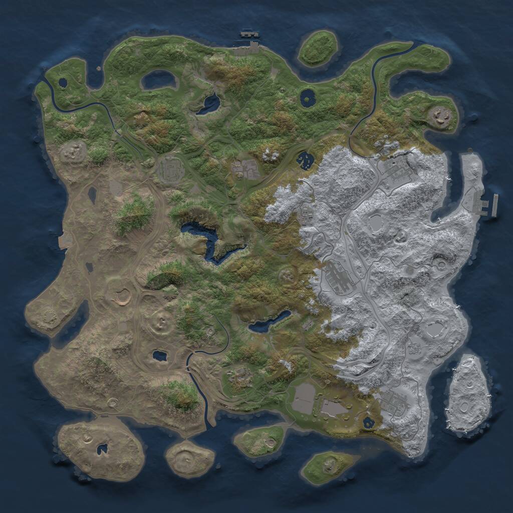 Rust Map: Procedural Map, Size: 4500, Seed: 1765336684, 17 Monuments