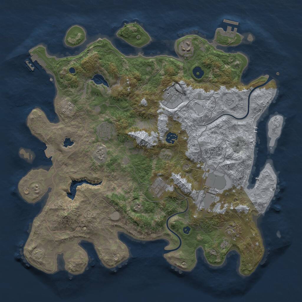 Rust Map: Procedural Map, Size: 4000, Seed: 1113784455, 14 Monuments