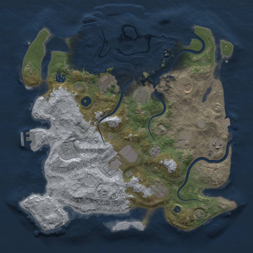 Rust Map: Procedural Map, Size: 3750, Seed: 1101621233, 16 Monuments