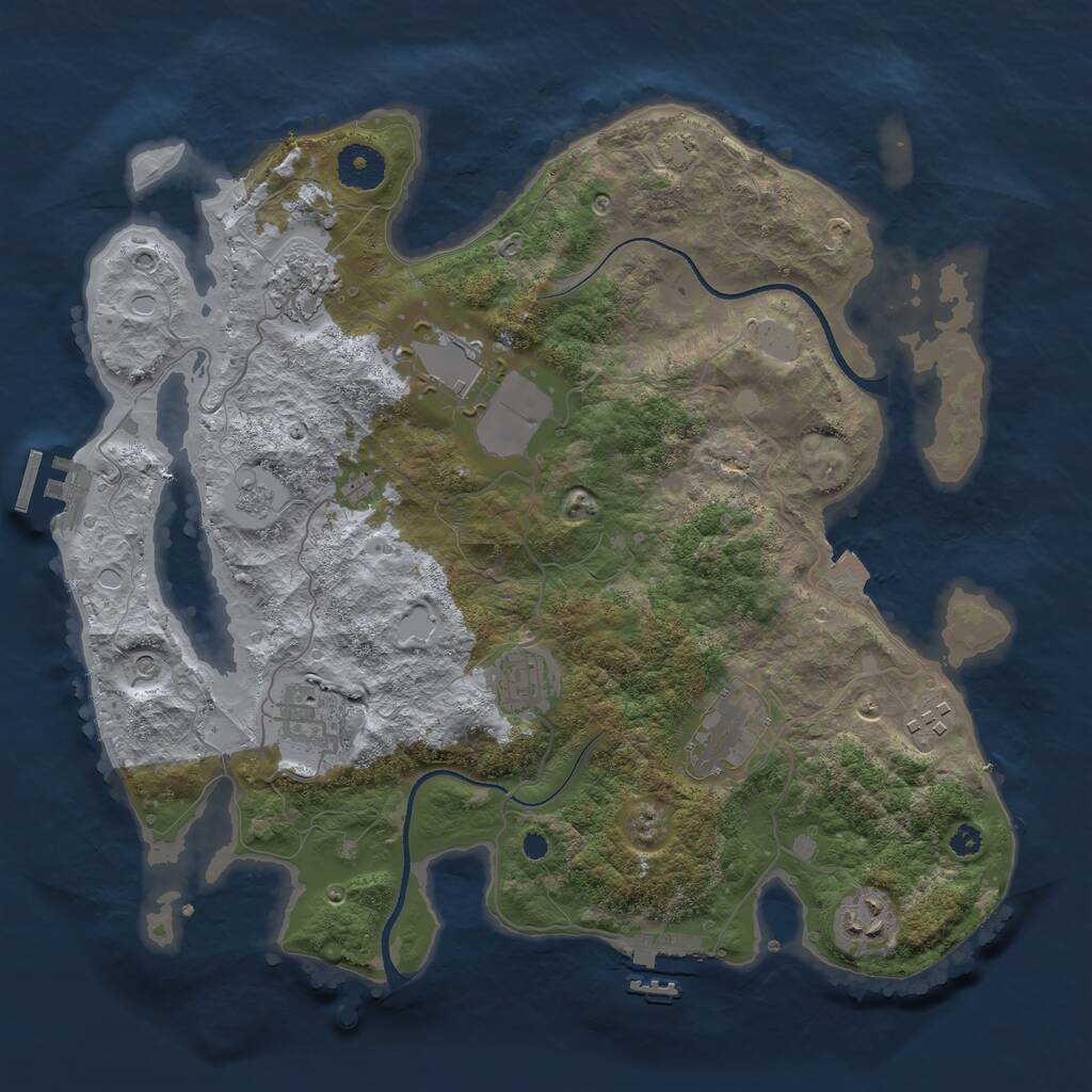 Rust Map: Procedural Map, Size: 3500, Seed: 2017301126, 13 Monuments