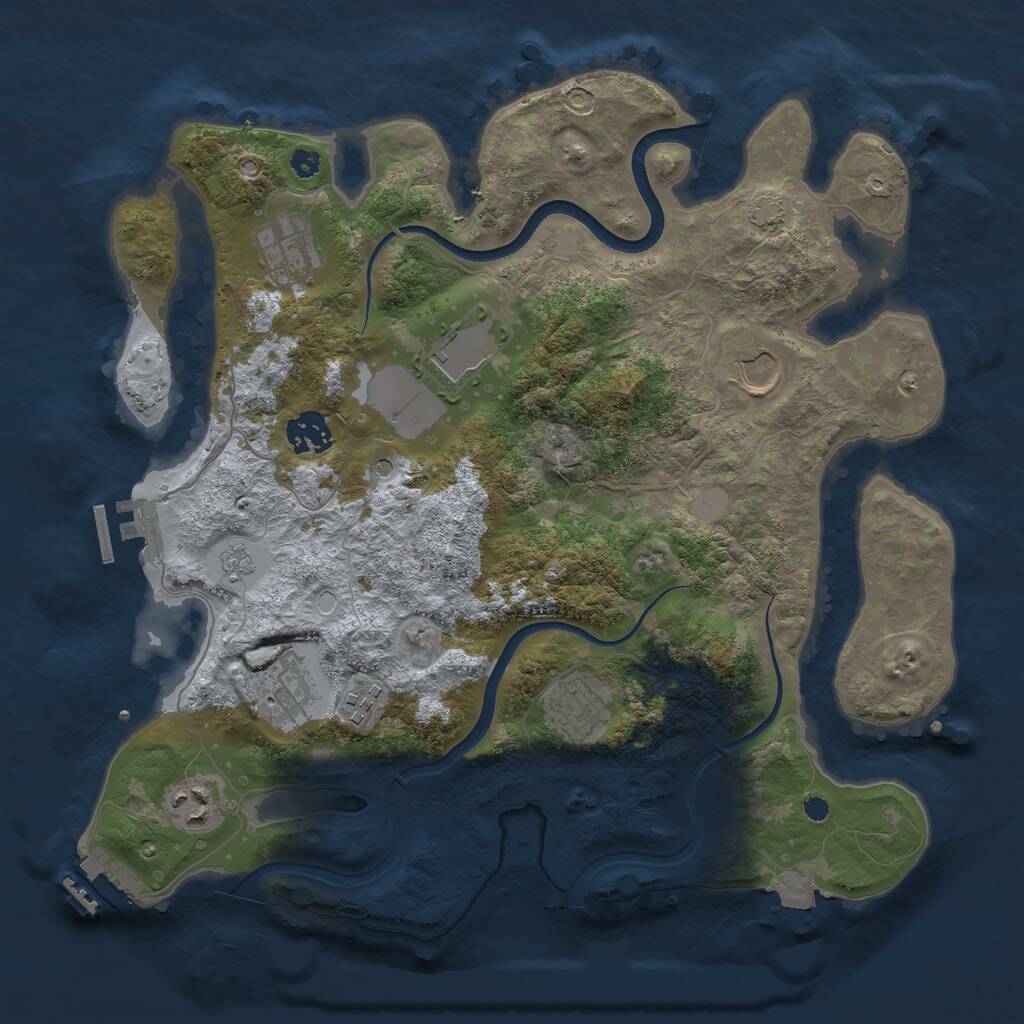 Rust Map: Procedural Map, Size: 3500, Seed: 667665643, 14 Monuments