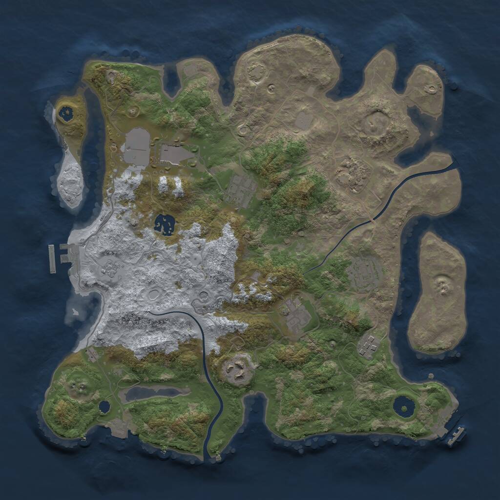 Rust Map: Procedural Map, Size: 3500, Seed: 667665643, 14 Monuments