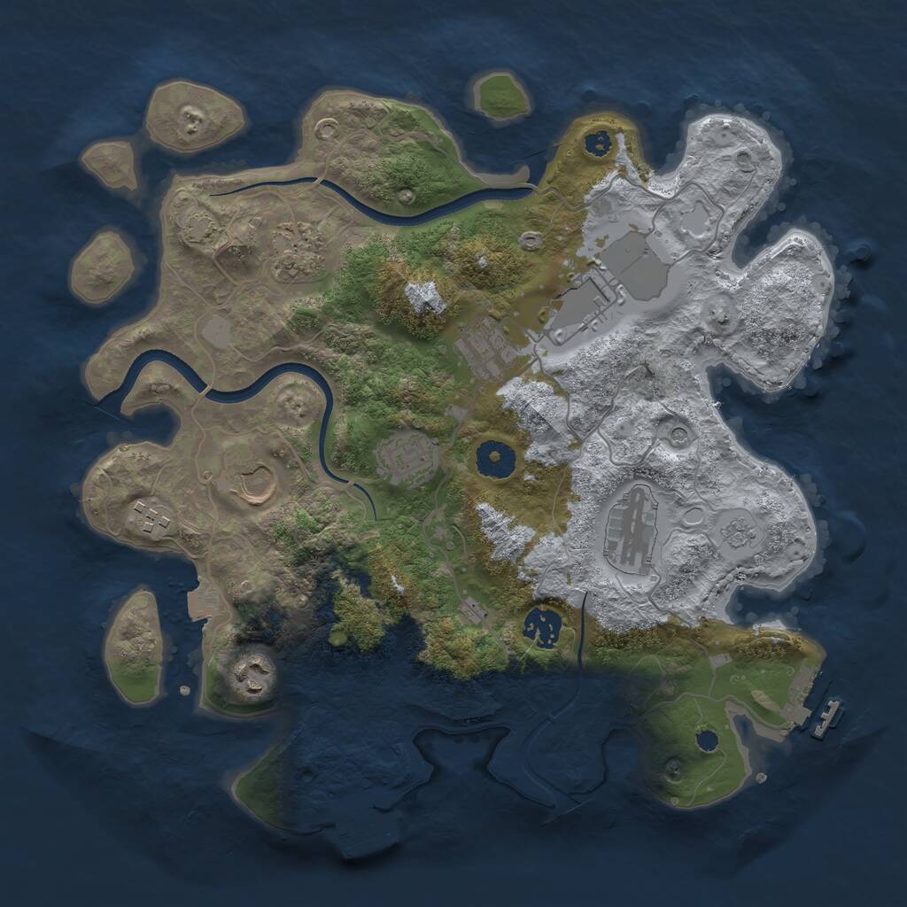Rust Map: Procedural Map, Size: 3500, Seed: 27264153, 15 Monuments