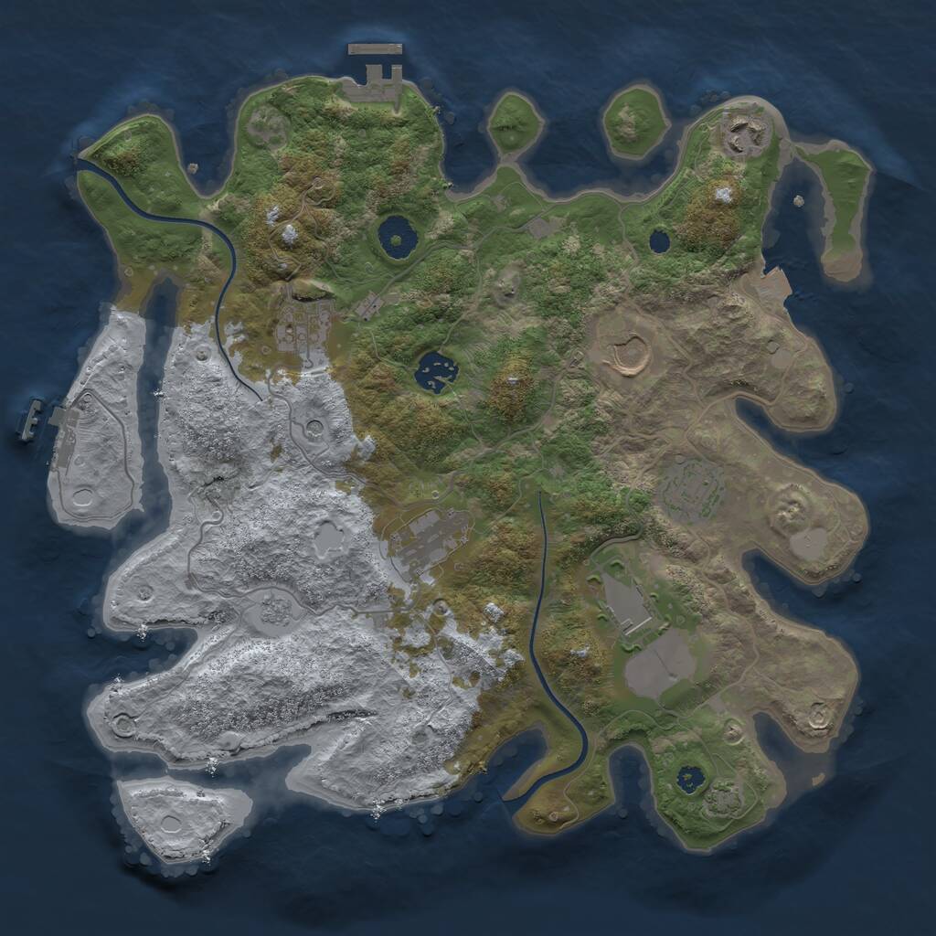 Rust Map: Procedural Map, Size: 3500, Seed: 2483485, 13 Monuments