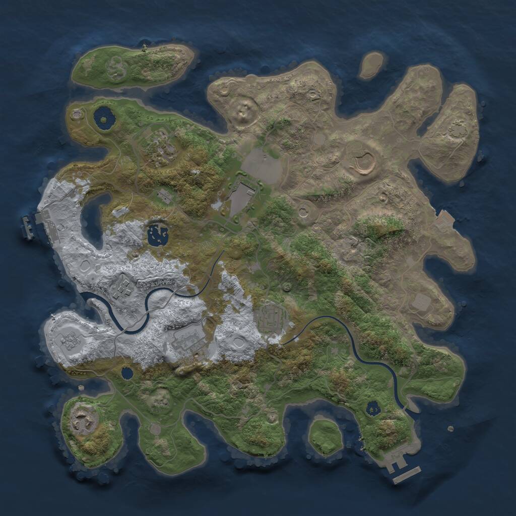 Rust Map: Procedural Map, Size: 3500, Seed: 1254319233, 14 Monuments