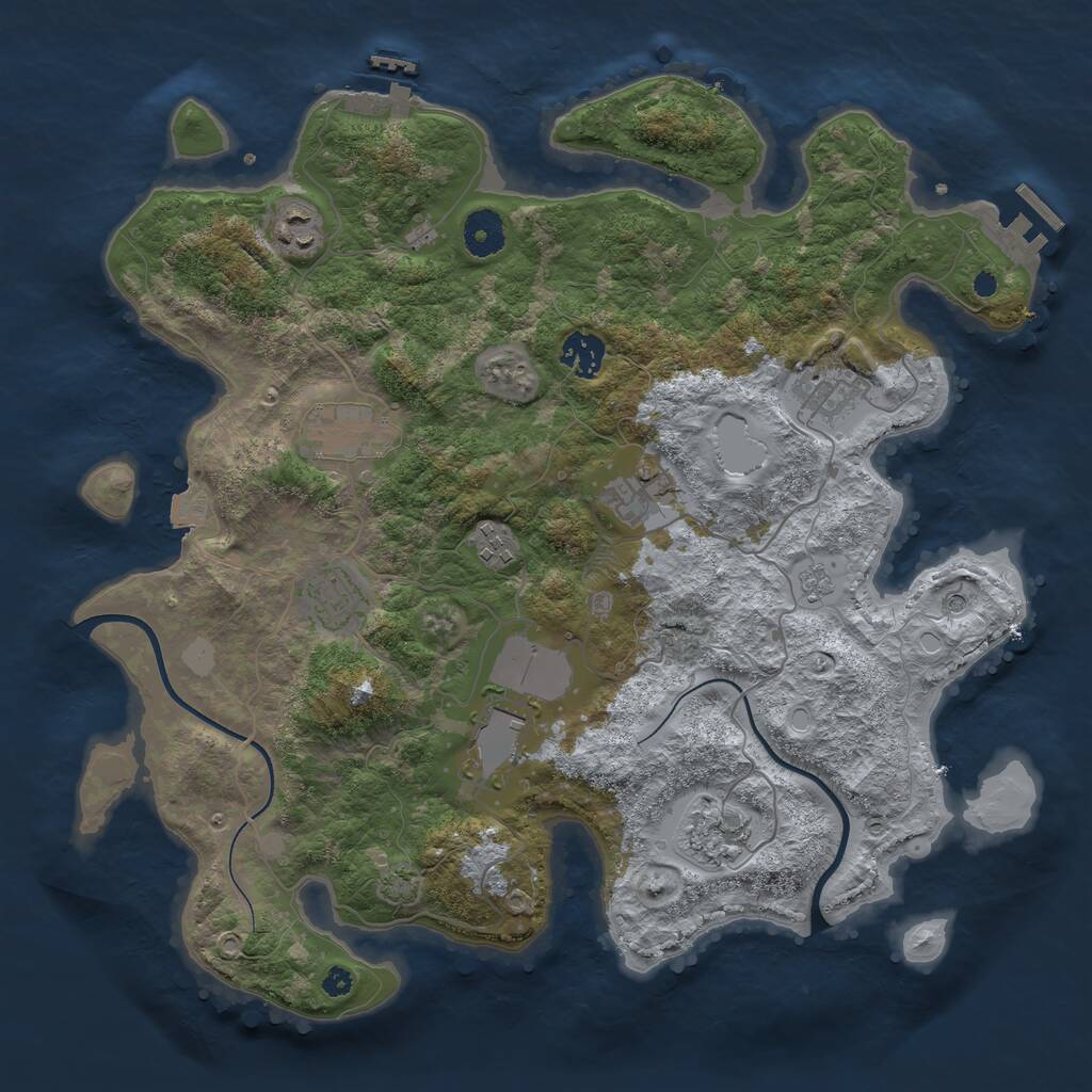 Rust Map: Procedural Map, Size: 3700, Seed: 1943165304, 15 Monuments