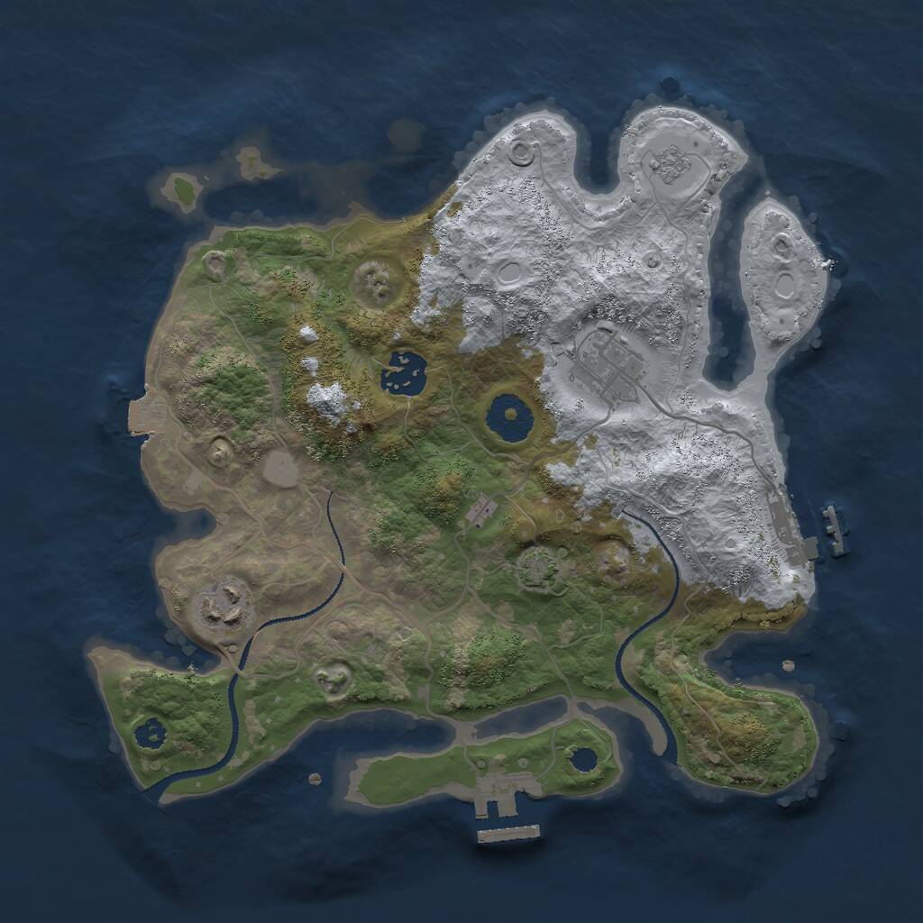 Rust Map: Procedural Map, Size: 3000, Seed: 75925, 8 Monuments