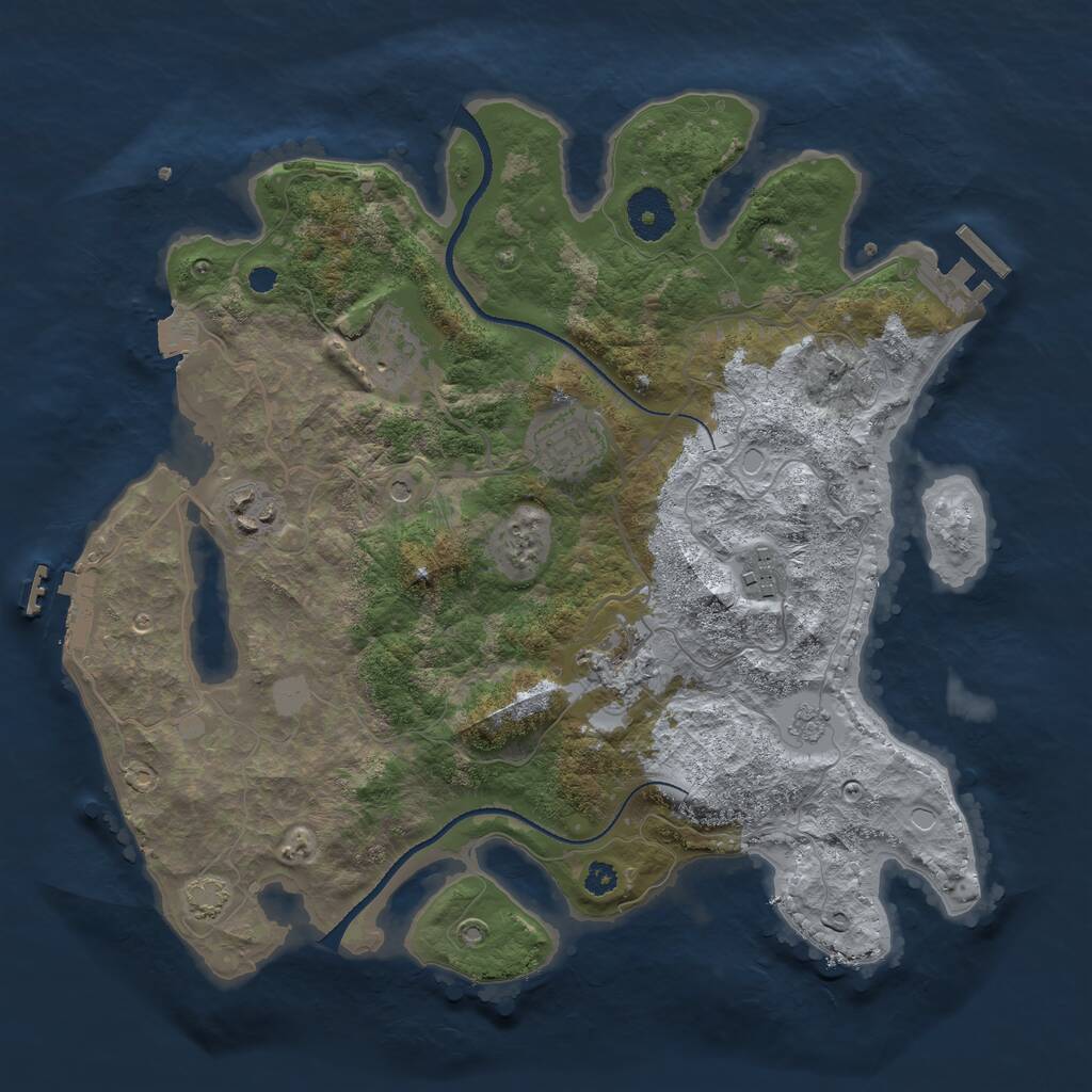 Rust Map: Procedural Map, Size: 3300, Seed: 56945, 11 Monuments
