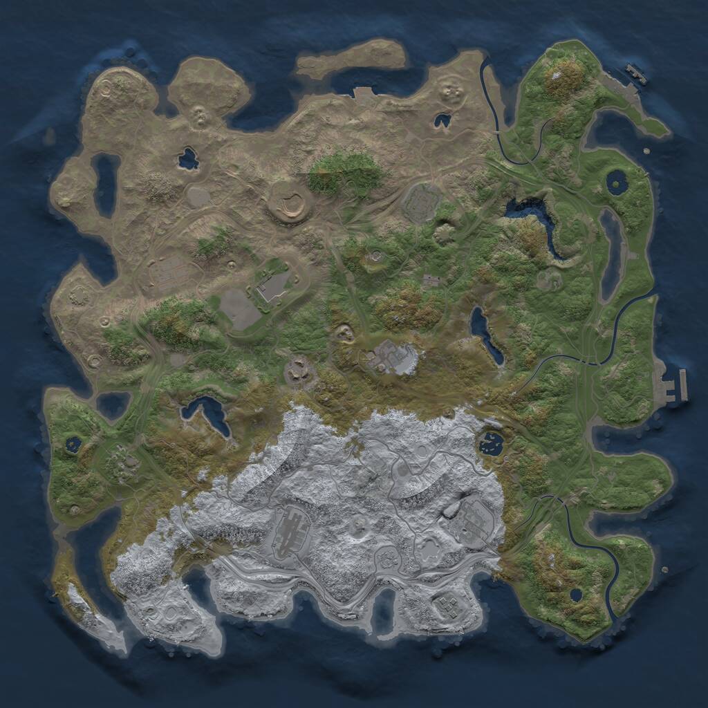 Rust Map: Procedural Map, Size: 4500, Seed: 26844574, 17 Monuments