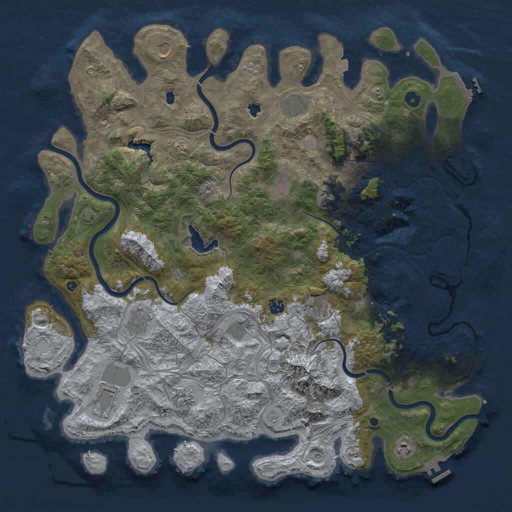Rust Map: Procedural Map, Size: 5000, Seed: 1001066894, 17 Monuments