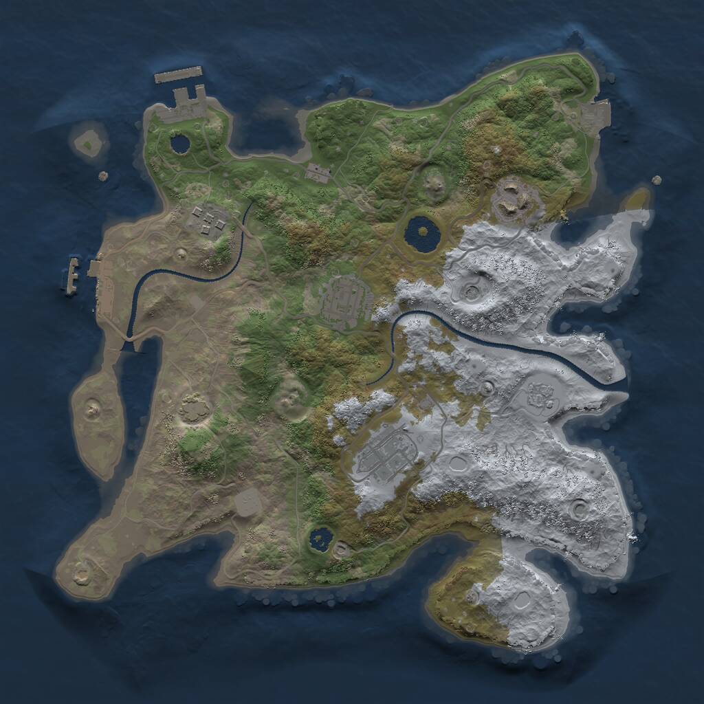 Rust Map: Procedural Map, Size: 3000, Seed: 26788, 10 Monuments