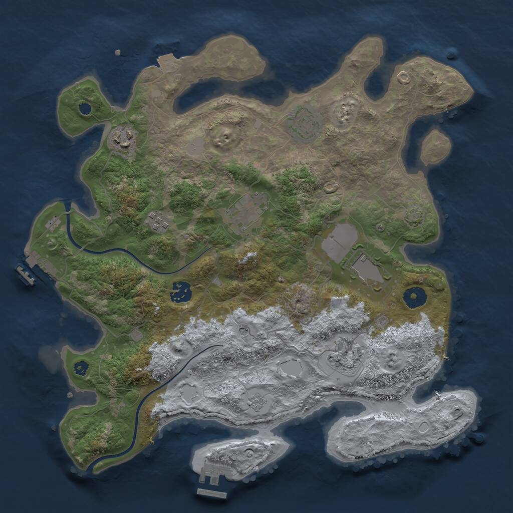 Rust Map: Procedural Map, Size: 3500, Seed: 549093183, 13 Monuments